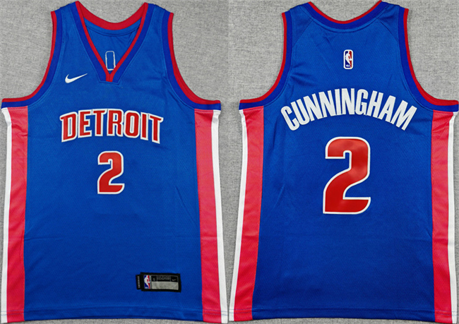 Youth Detroit Pistons #2 Cade Cunningham Blue Stitched Basketball Jersey